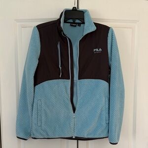 🪷Fila Light Blue and Black Sport Fleece Full Zip Jacket, Small, EUC